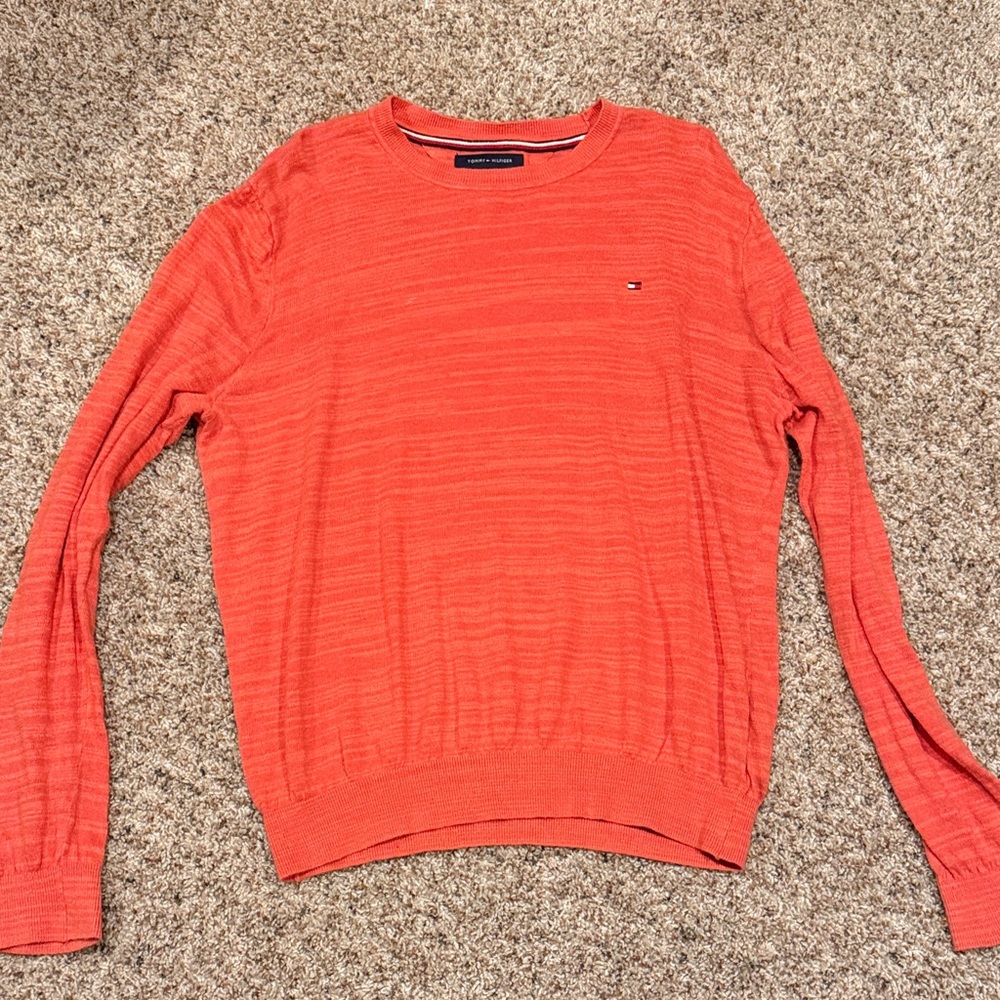 Tommy Hilfiger Men's Vibrant Orange Crewneck Sweater